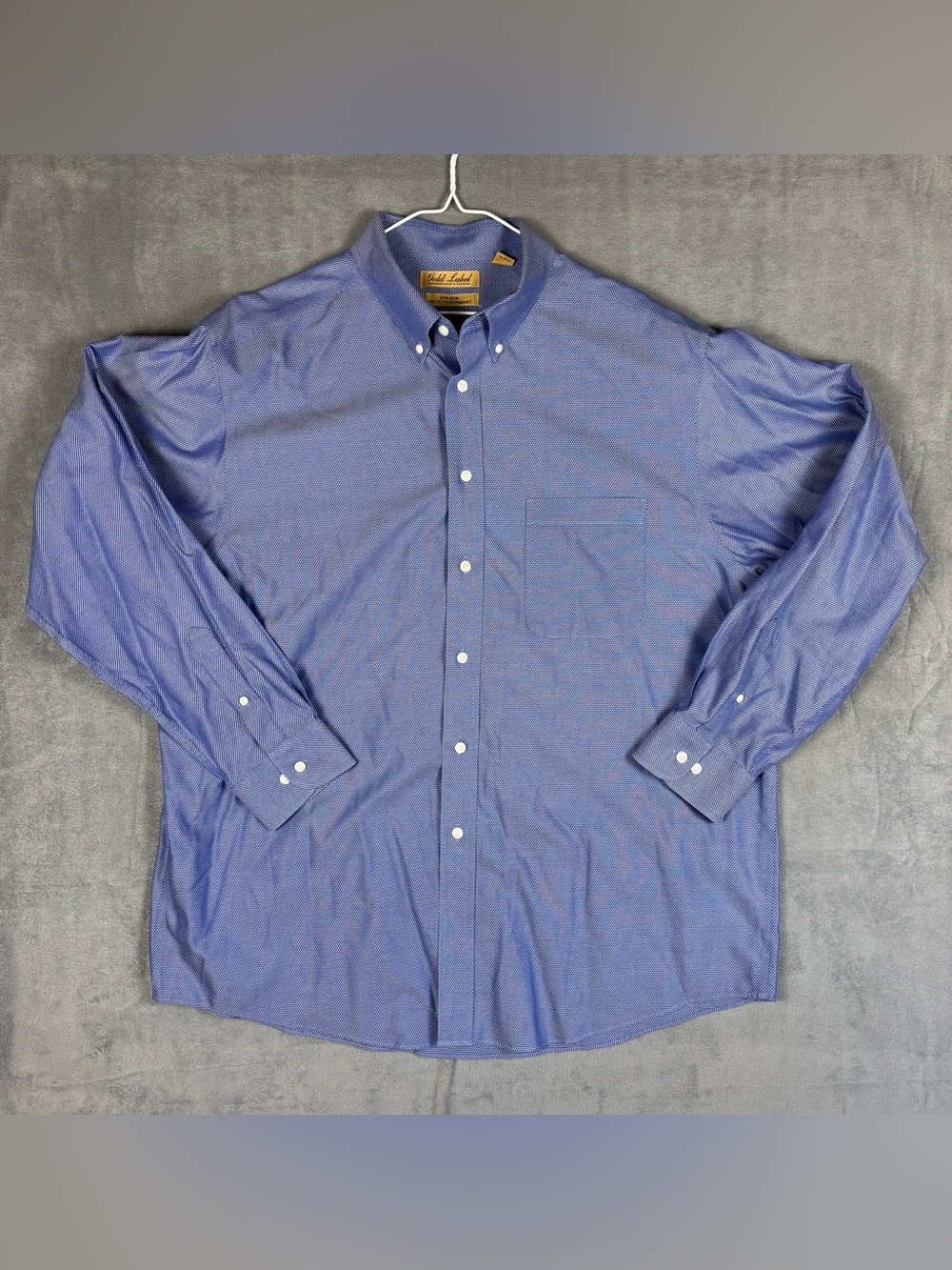 Roundtree & Yorke Gold Label Mens XL Blue Non Iron Button Down Dress Shirt